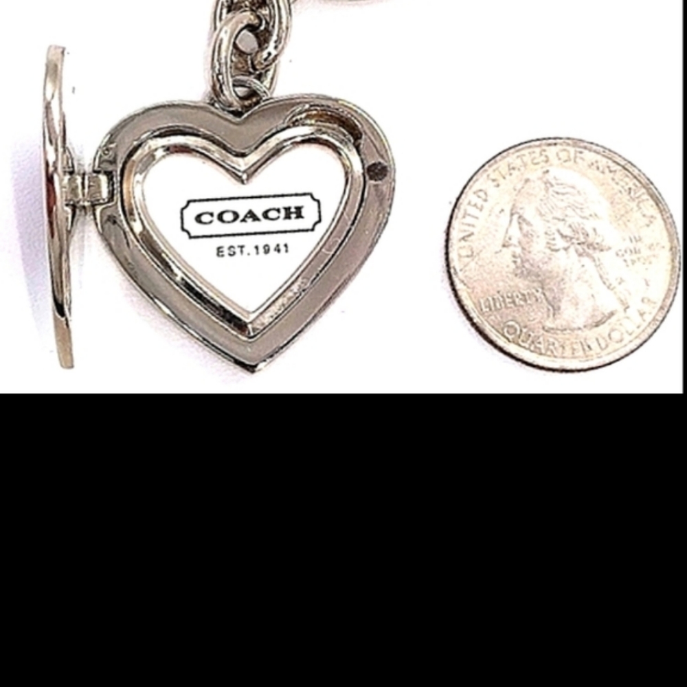 *READ* COACH Rare Pink Heart Locket Lanyard Purse Charm, Keychain Fob #1657 - Picture 9 of 9